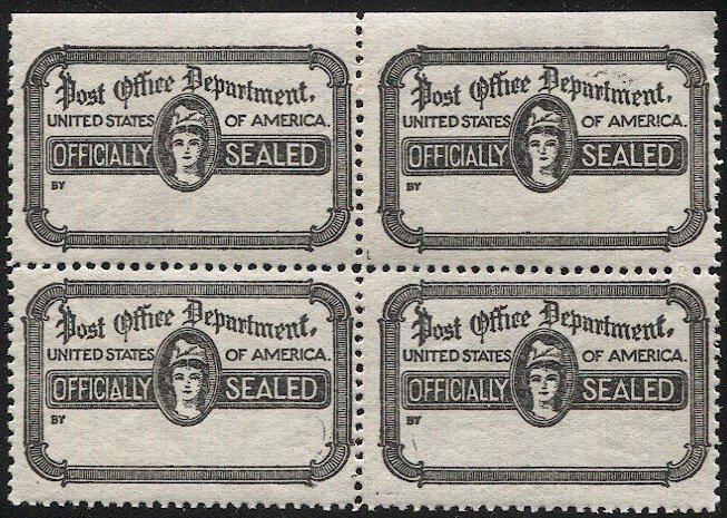 US  Sc OX28  Top Margin Block/4 MNH Official Seal, F-VF