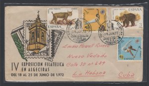 Spain 1972 cover for Algeciras Philatelic Exhibition, sent to the Caribbean