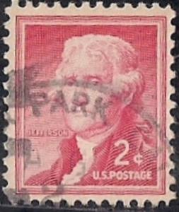 1033 2 cent 1954 Thomas Jefferson, used VF