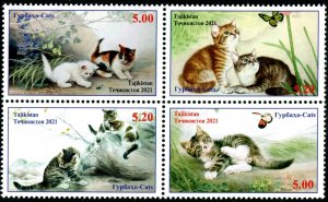 2021 Tadzhikistan Kittens & Butterflies B4 (Scott NA) MNH