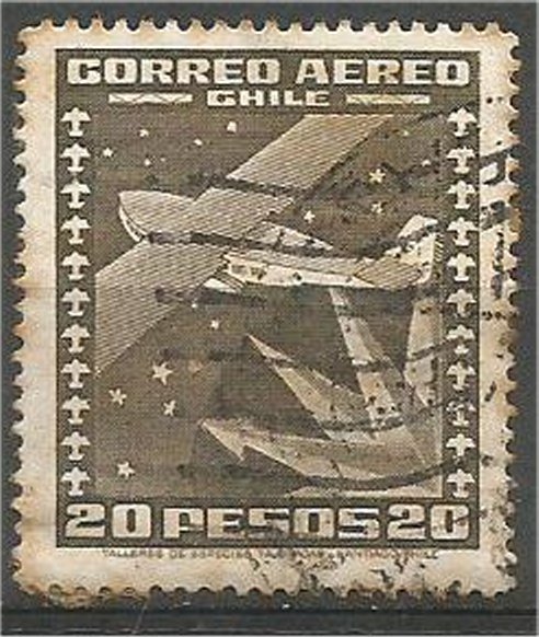 CHILE, 1935  used 20p ,Airplane Scott C47