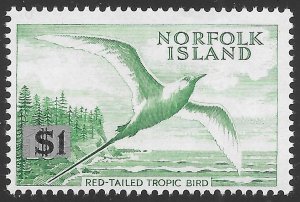 Norfolk Island Scott 82 MNH $1 on 10/- Surcharged Tropic Bird issue of 1966