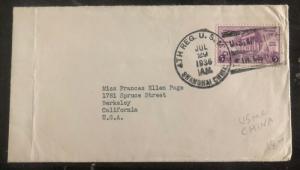 1936 US Navy Marines Post Office Shanghai China Cover to Berkeley Ca Usa