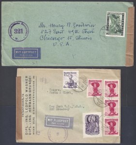 AUSTRIA 1944, 1951 TWO CENSORED COVERS ONE DURING WAR TIME BOTH TO US