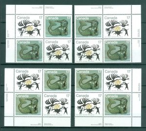 Canada. 1980. 4 Diff. Plate-Blocks. Mnh. Art. Inuit - Spirits.. Sc# 867a