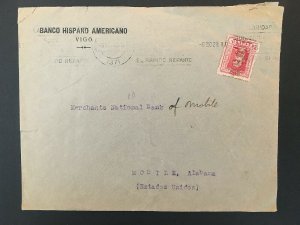 1929 Banco Hispano Americano (BHA) Perfin Cover to Mobile Al, USA