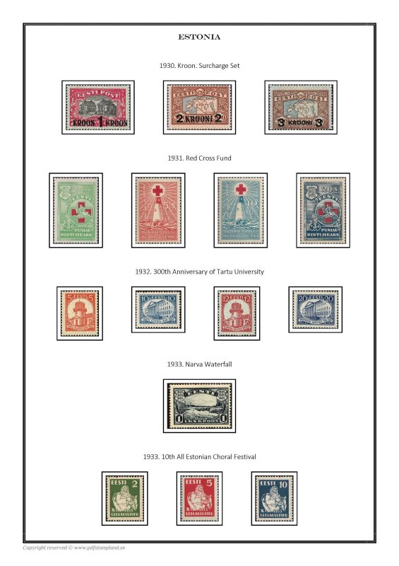 Estonia Eesti  1918 - 2023 PDF (DIGITAL)  STAMP ALBUM PAGES