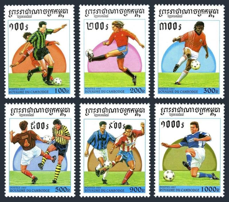 Cambodia 1590-1595,1596,MNH.Michel 1673-78,Bl.225. World Soccer Cup France-1998.