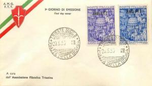  Buchstabe-Abdeckung Italien AMG FTT 1950 FDC