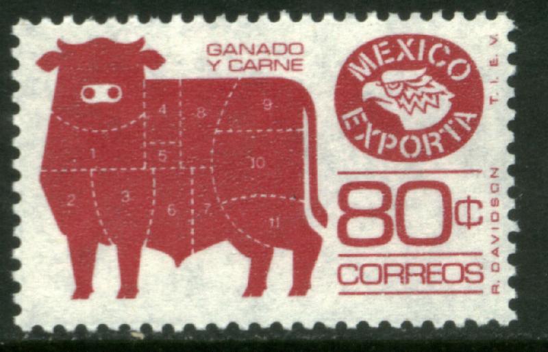 MEXICO Exporta 1113d, 80c Cattle Unwmk Perf 11 1/2 Paper 3. MINT, NH. VF.