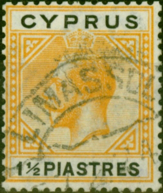 Cyprus 1922 1 1/2pi Yellow & Black SG91 Fine Used 