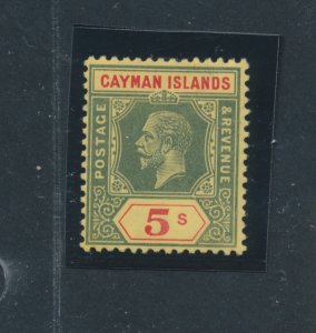 1912 CAYMAN ISLANDS, Stanley Gibbons #51 - 5 shillings green and red yellow - Gi