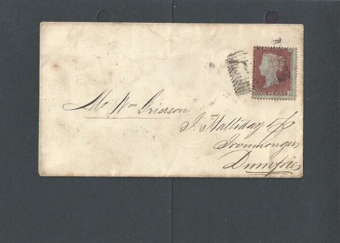 Ca 1854 Grt Britain #8 On Cover 1P Red Brown On Bluish Paper - Dumfries Scotland