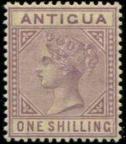 Antigua SC# 17 SG# 30 Victoria 1shilling wmk 2 Orig Gum  Mint Lightly Hinged