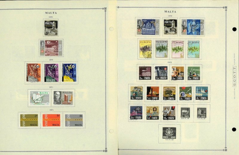 Malta 1943-1999 Mostly Mint w/Some Used Hinged on Scott Int. Pages