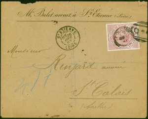 Ceylon 1897 Registered Cover to St Calais Bearing SG201 Fine & Attractive