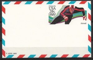 1983 USA UXC21 Olympics Speedskater mint entire postal card