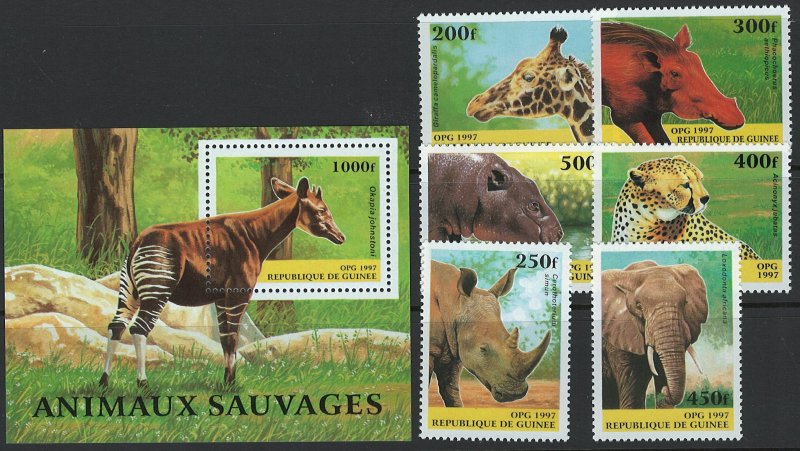 Guinee Scott 389-395 MNH! Complete Set! Animals!