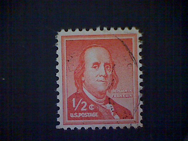 United States, Scott #1030, used(o), 1955, ​Liberty Series: Franklin, ½¢
