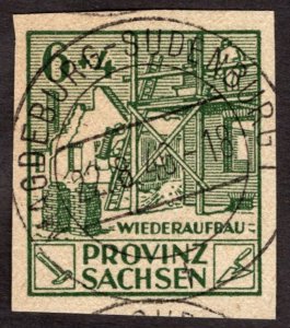 1946, Germany, East Saxony 6+4pf, Used, Sc 13NB1a