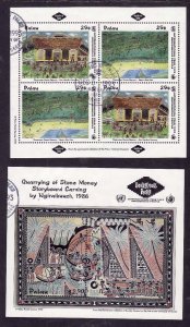 Palau-Sc#319-20- id12-used sheets-Year of Indigenous People-1993-