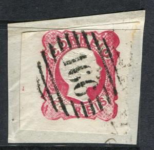 PORTUGAL;  1855 classic Pedro Imperf issue used 25r.(red) value, Postmark