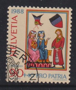 Switzerland   #B545  used 1988 Pro Patria 90c  minnesingers