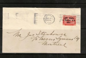 Newfoundland #C3b Very Fine Used On Cover To Montreal