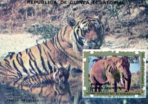 Equatorial Guinea 1976 Elephant/TIGER  Souvenir Sheet Mi.# Bl.A222 MNH