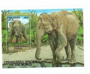 Maldives 1993 - Endangered Elephants - Souvenir Stamp Sheet - Scott #1866 - MNH