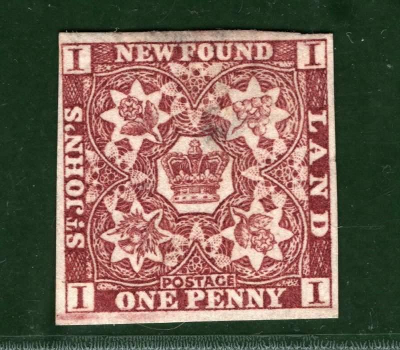 Canada NEWFOUNDLAND QV Stamp SG.16a 1d Red-brown (1861) Mint LMM c£8,500 GBLUE57