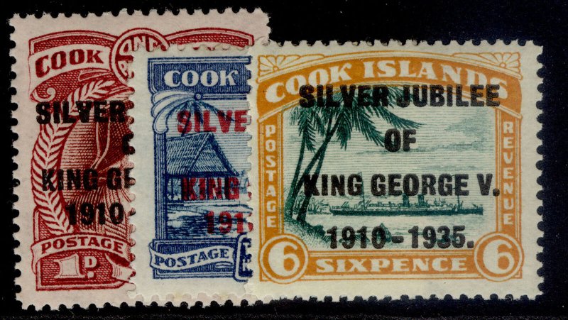 COOK ISLANDS GV SG113-115, SILVER JUBILEE set, M MINT. Cat £13.