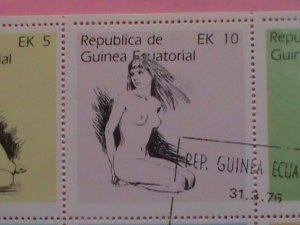 GUINEA EQUATORIAL STAMP-1976 HAND DRAWING NUDE ART PAINTING -MNH STAMP SHEET -