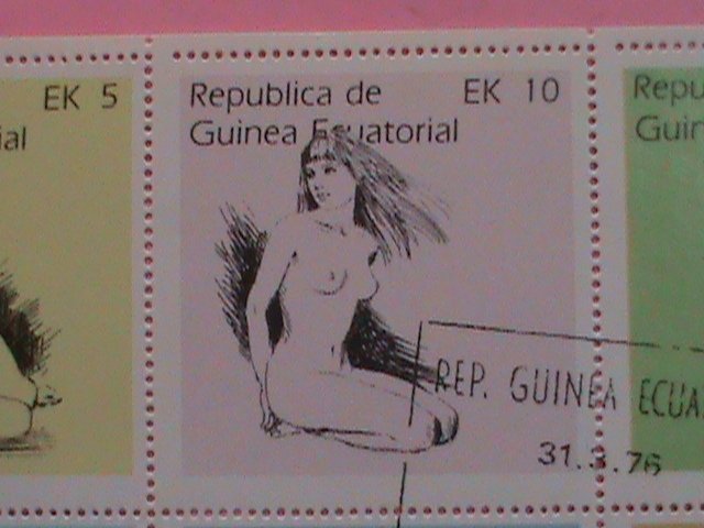 GUINEA EQUATORIAL STAMP-1976 HAND DRAWING NUDE ART PAINTING -MNH STAMP SHEET -