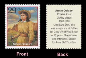 US 2869d Legends of the West Annie Oakley 29c single MNH 1994