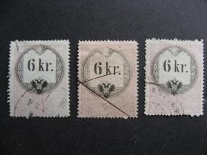 Austria ancient revenues, 3 U each has an open 6 print variety, error!