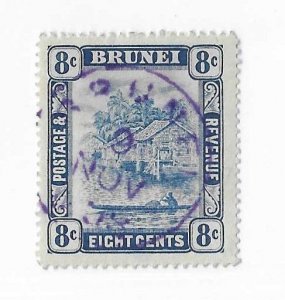 Brunei Sc #25 8c  used with purple CDS VF