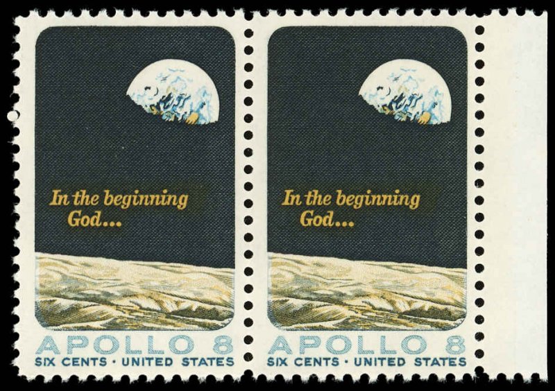 US Sc 1371 MNH PAIR - 1969 6¢ Apollo 8 -  See Scan