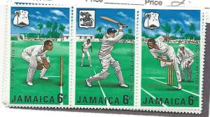 Jamaica #268a Cricket  6p Strip of 3 (MNH) CV $2.00