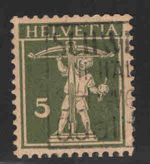 Switzerland Scott 152 Used Redrawn william tell stamp 1910