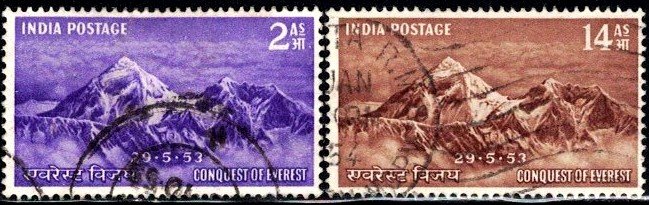 Conquest of Mt. Everest, May 29, 1953, India SC#244-245 used set