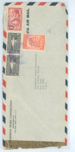 Costa Rica  1945 censor cover to US, mix to 1 colon, tape gone