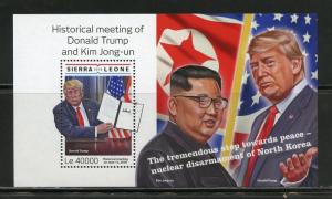 SIERRA LEONE 2018 MEETING OF DONALD  TRUMP & KIM JONG-UN S/SHT MINT NEVER HINGED