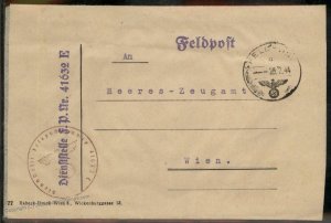 3rd Reich Germany 1944 WWII KRETA Crete Greece Feldpost Cover G97999