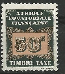 French Equatorial Africa # J7  Postage Due - Butterfly 50c (1) Unused VF