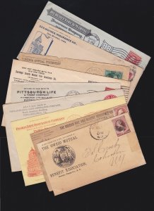 US Mixed Lot of 9 Insurance Advertising Covers- Namesake Cities