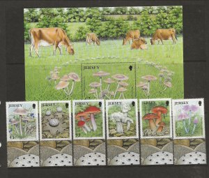 GB - JERSEY Sc 1183-89 NH issue of 2005 - SET+S/S - MUSHROOMS 