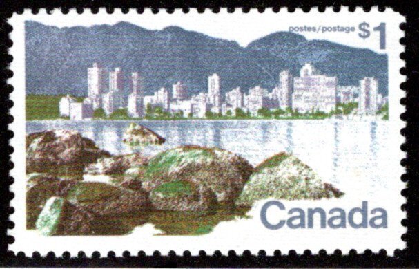 600 Scott - $1, DF, F/VF, MNHOG, Vancouver Landscape Definitive 1972-77, Canada