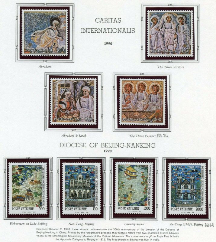 VATICAN CITY 1990  COMPLETE YEAR SET STAMPS MINT NH ON WHITE ACE ALBUM PAGES