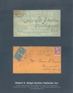 Karl Agre, Confederate Postal History, R.A. Siegel, Sale #850, Sept 25-26, 2002